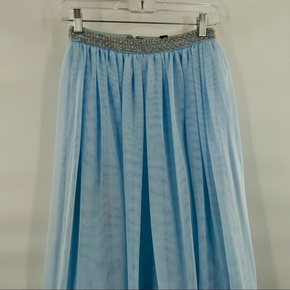 Say Yes to the Prom blue chiffon skirt maxi beaded detail size 1 - Picture 6 of 11